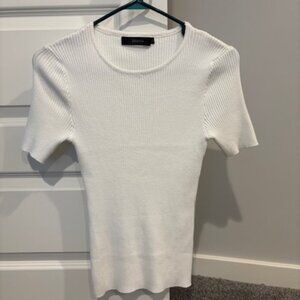 Zesica White Ribbed Knit S/S Top